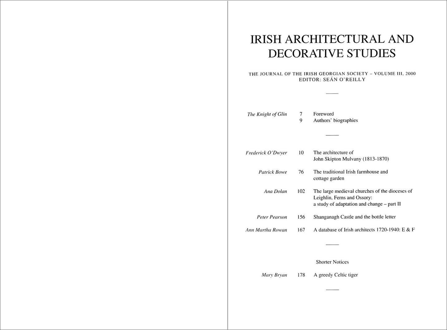 IRISH ARCHITECTURAL AND DECORATIVE STUDIES – Vol. 3