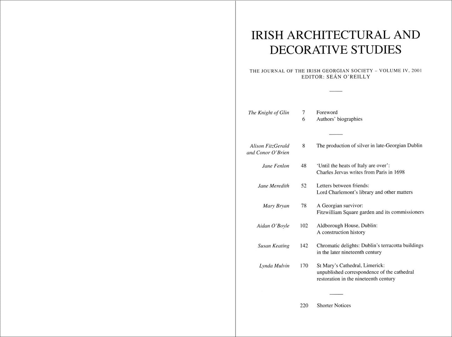 IRISH ARCHITECTURAL AND DECORATIVE STUDIES – Vol. 4