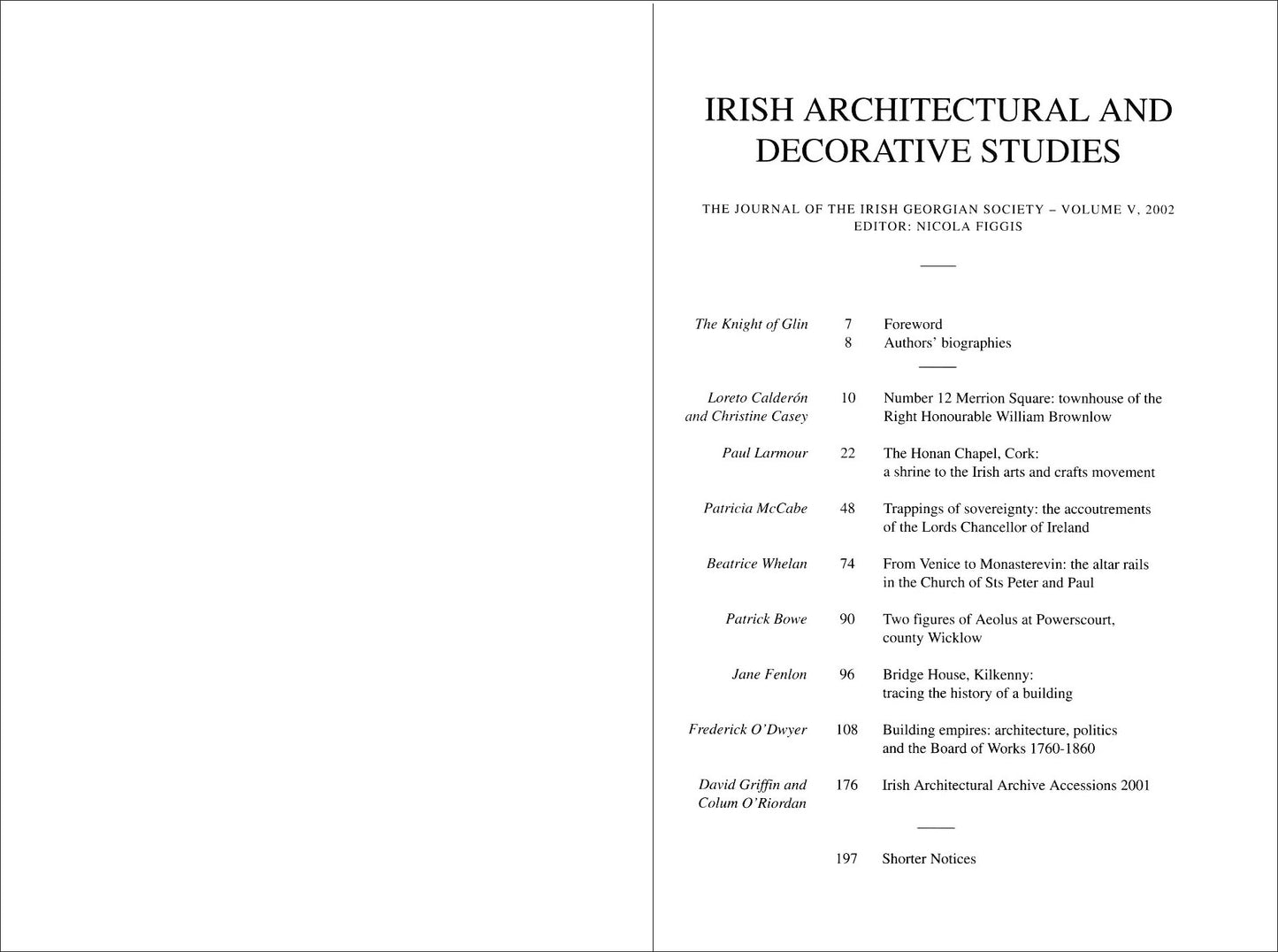 IRISH ARCHITECTURAL AND DECORATIVE STUDIES – Vol. 5