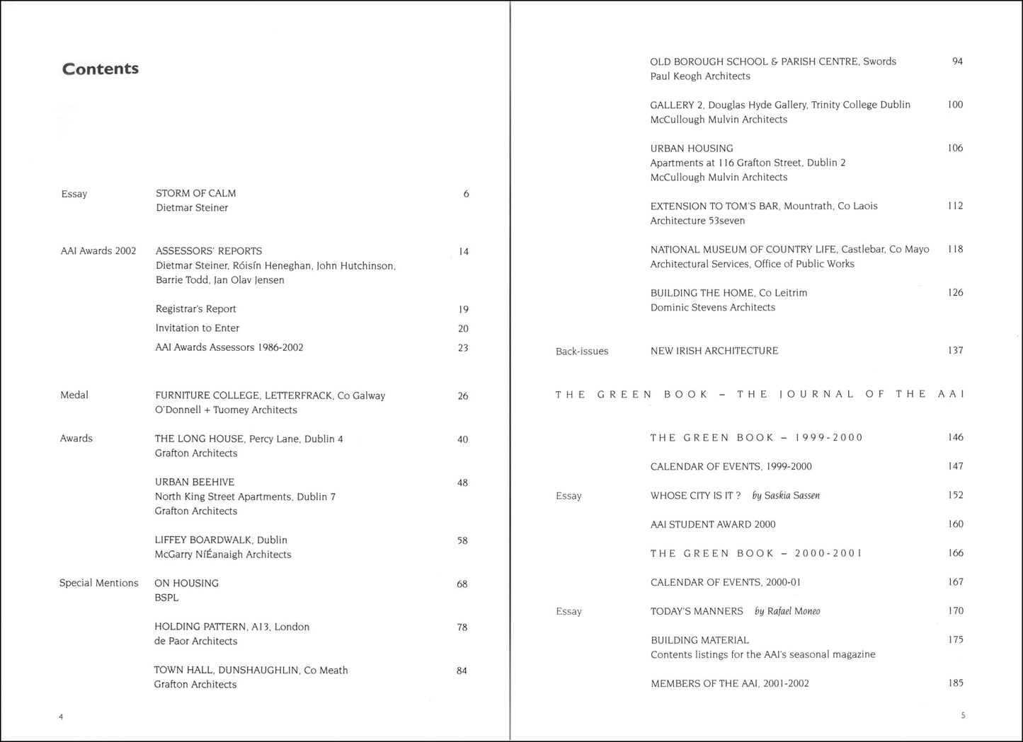 NEW IRISH ARCHITECTURE °17 — AAI Awards 2002