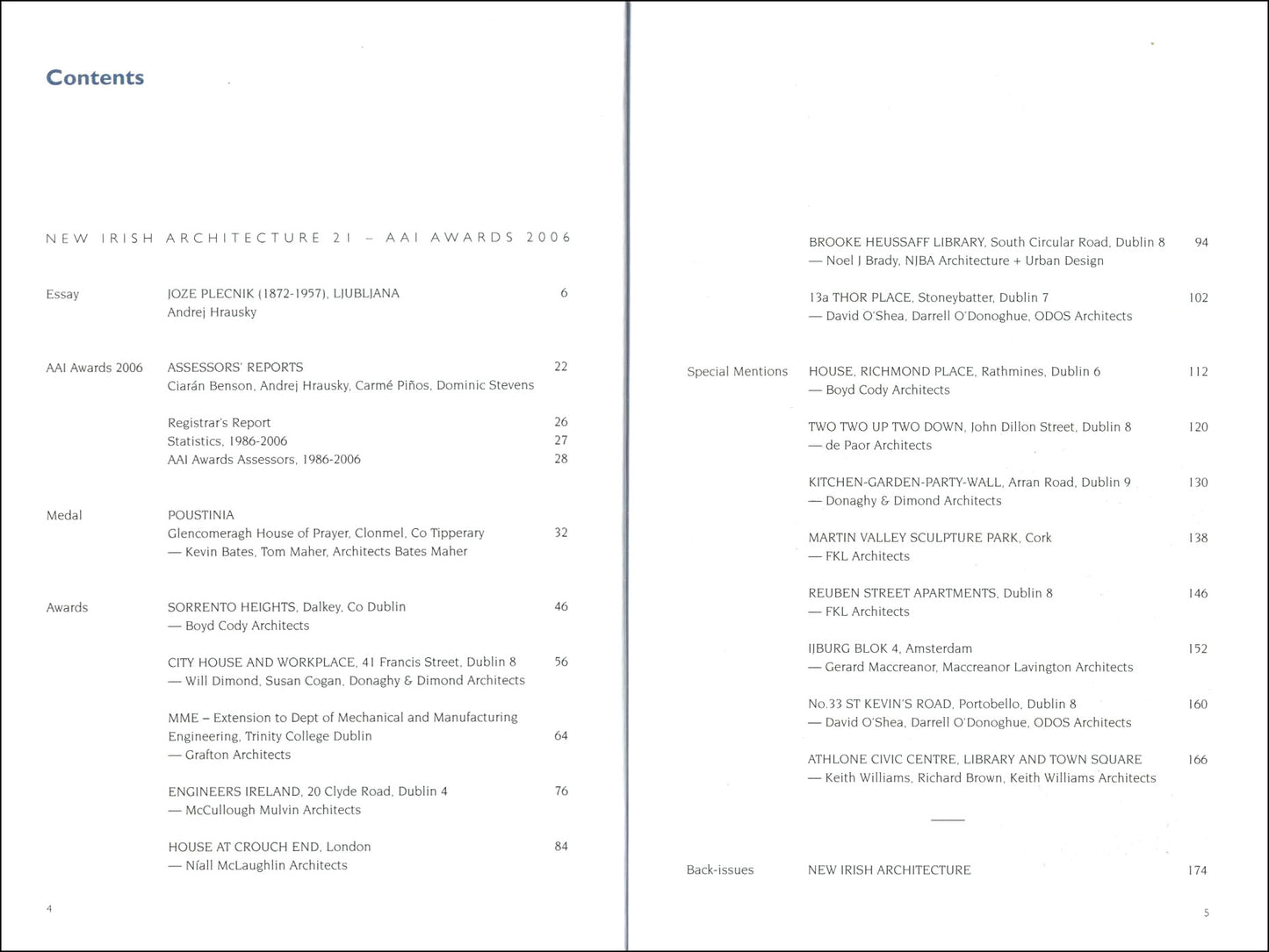 NEW IRISH ARCHITECTURE °21 — AAI Awards 2006