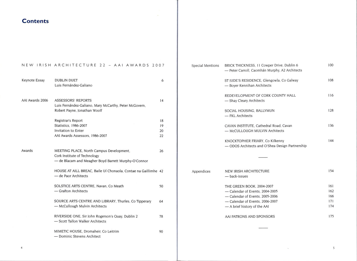 NEW IRISH ARCHITECTURE °22 — AAI Awards 2007