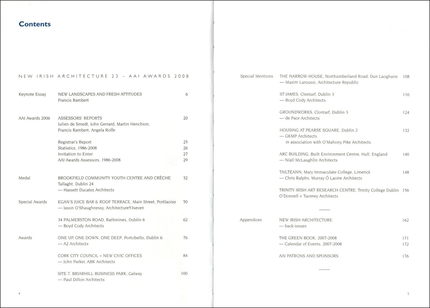 NEW IRISH ARCHITECTURE °23 — AAI Awards 2008