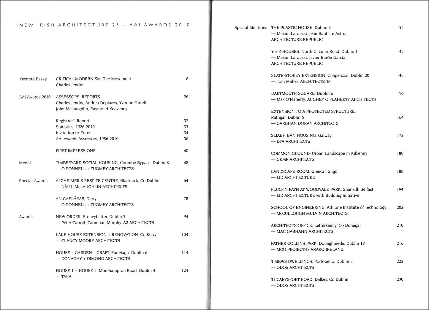 NEW IRISH ARCHITECTURE °25 — AAI Awards 2010