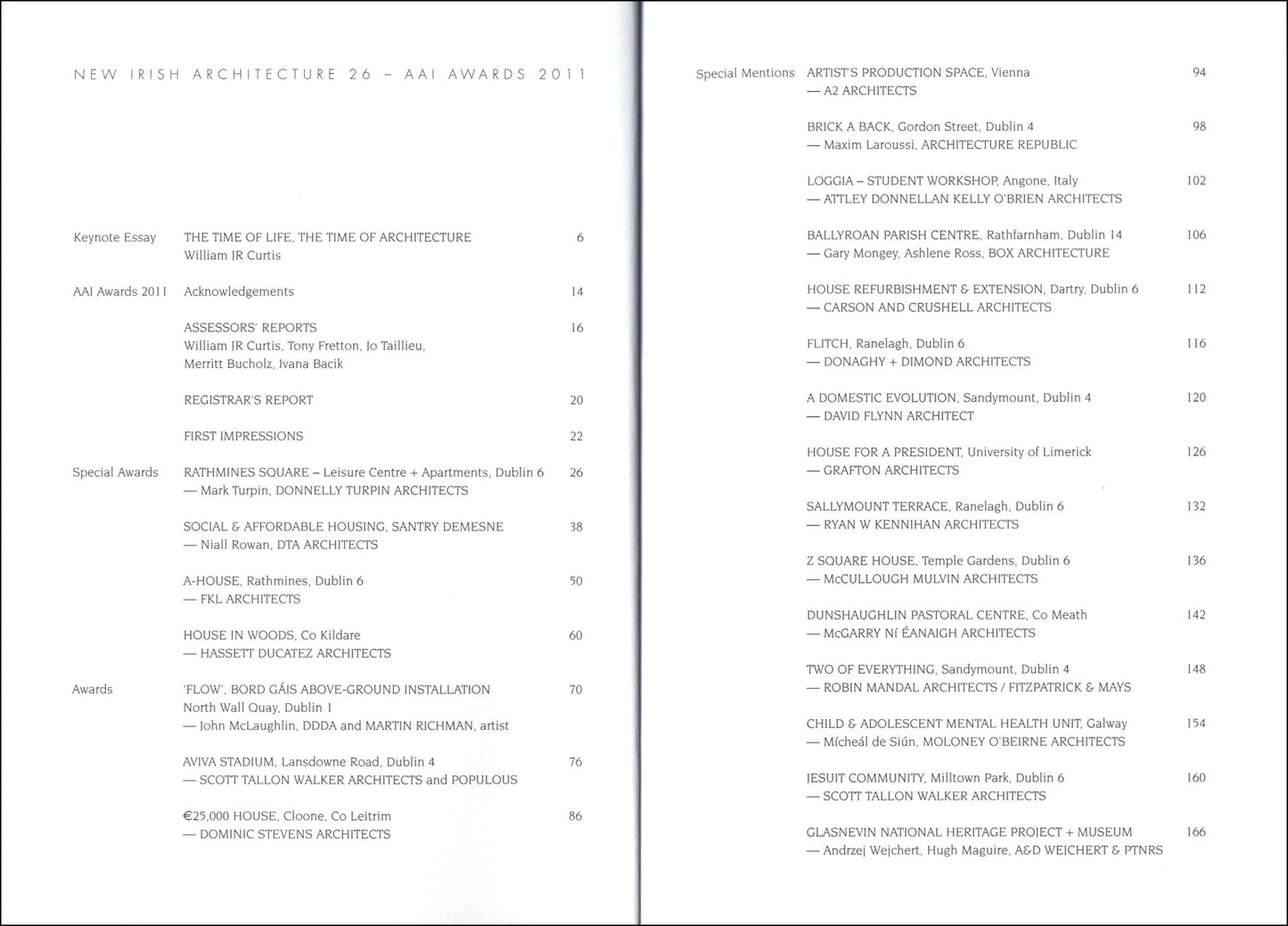 NEW IRISH ARCHITECTURE °26 — AAI Awards 2011